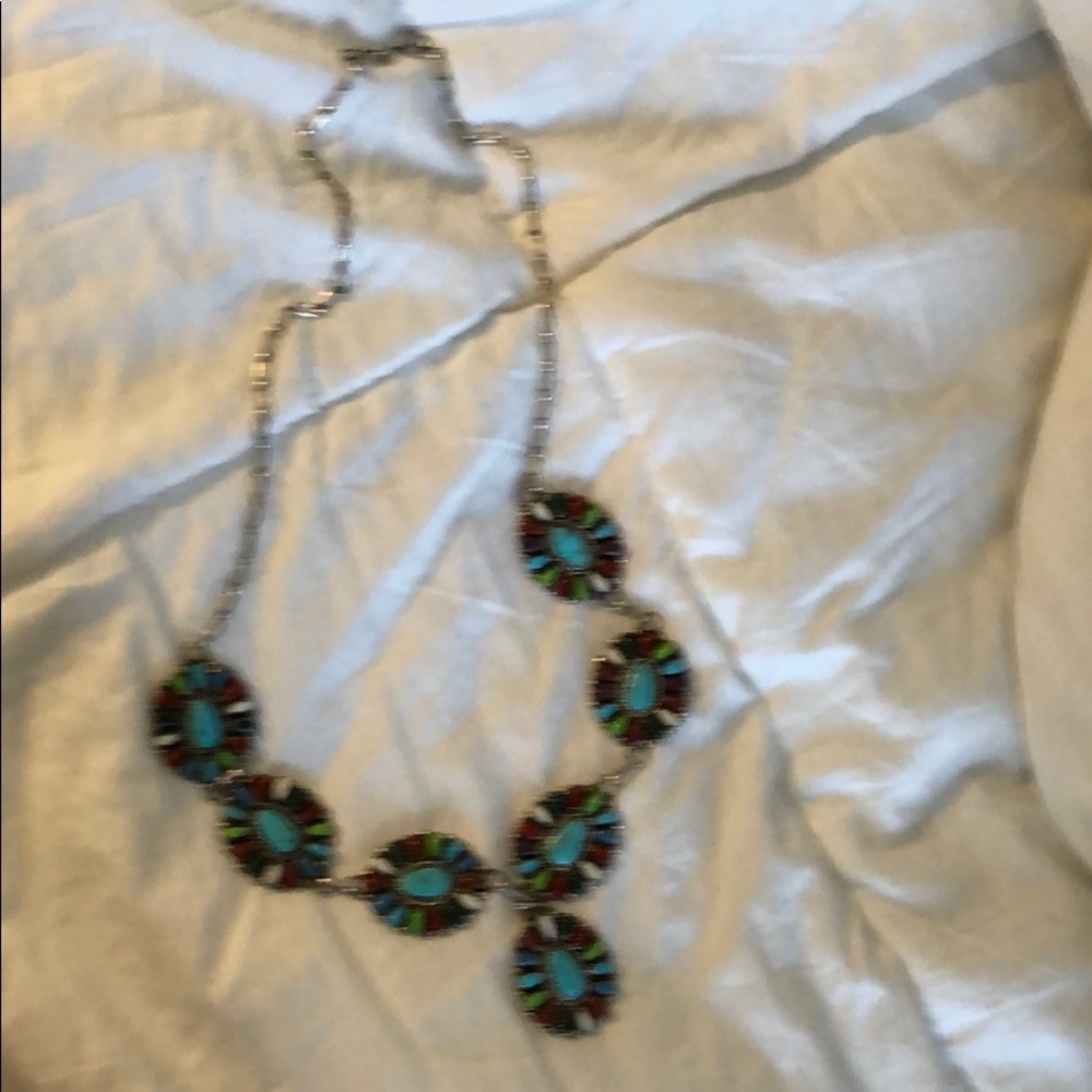 Lariat Turquoise Necklace.925